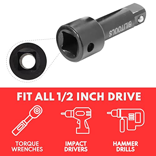 BILITOOLS Lug Nut Impact Socket Set, 1/2 inch Drive Flip Socket Set Metric 17-19 - 21-22 mm & SAE 3/4-13/16-7/8-15/16 inch, Cr-Mo Thin Wall Wheel Protector Nut Socket