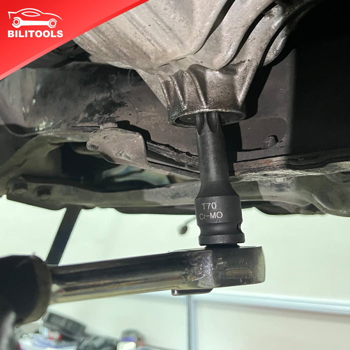 BILITOOLS 8-Piece Impact Torx Bit Socket Set 1/2 inch Drive, T30-T80, Cr-Mo Steel