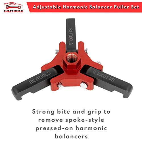 BILITOOLS Harmonic Balancer Puller Set, Adjustable 3-Jaw Puller for Removing Harmonic Damper Pulley Compatible with Chevy GM Chrysler ect.