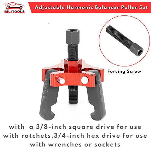 BILITOOLS Harmonic Balancer Puller Set, Adjustable 3-Jaw Puller for Removing Harmonic Damper Pulley Compatible with Chevy GM Chrysler ect.