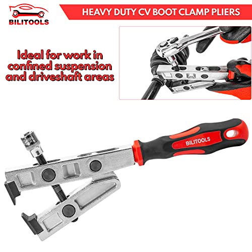 BILITOOLS Heavy Duty CV Boot Clamp Pliers, 3/8" Drive CV Joint Axle Boot Clamp Tool for Ear Clamps