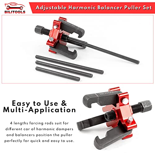 BILITOOLS Harmonic Balancer Puller Set, Adjustable 3-Jaw Puller for Removing Harmonic Damper Pulley Compatible with Chevy GM Chrysler ect.