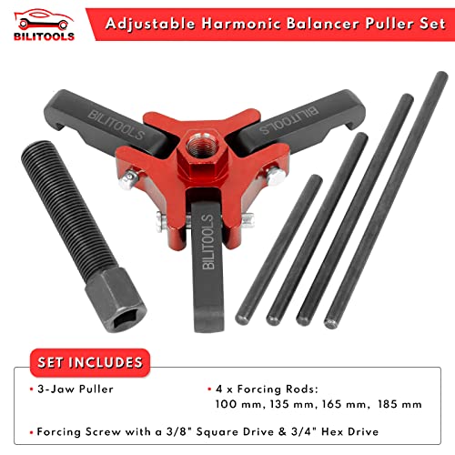 BILITOOLS Harmonic Balancer Puller Set, Adjustable 3-Jaw Puller for Removing Harmonic Damper Pulley Compatible with Chevy GM Chrysler ect.