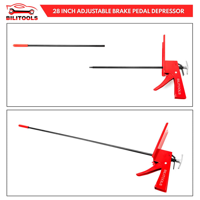 BILITOOLS 28 Inch Brake Pedal Depressor Tool Adjustable Depressor for Car Brake, Accelerator and Clutch Pedal