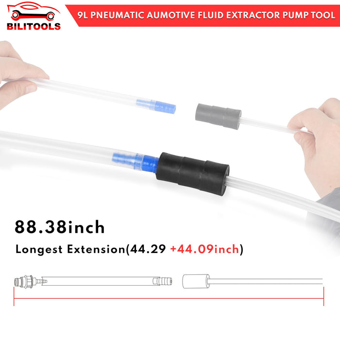 BILITOOLS 2.4 Gallon Pneumatic Oil Extractor Automotive Tool 9L Vacuum Oil Fluid Changer Pump for Oil Change with Dipstick & Suction Hose