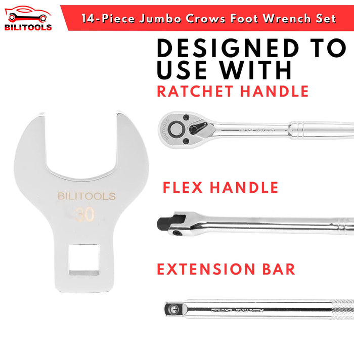 V8 Tools 7814 14-Piece 1/2 In. Drive SAE Jumbo Crowfoot Wrench Set - Foto 3