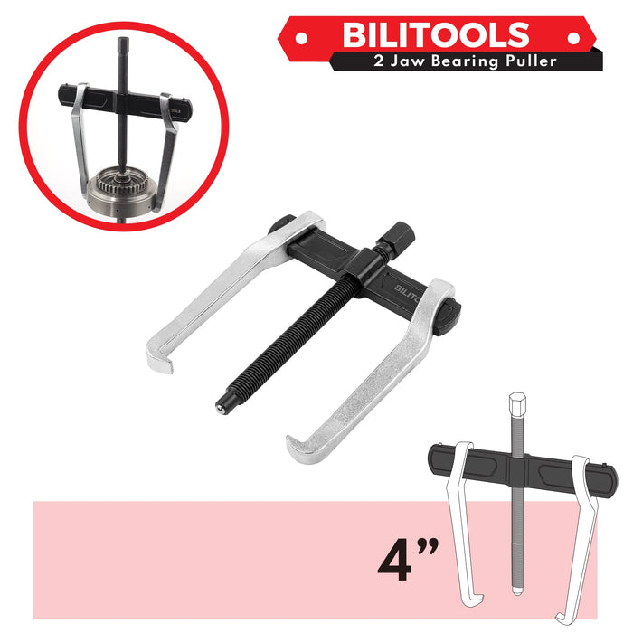 BILITOOLS 4" 2-Jaw Gear Puller, Internal External for Removal of Pulleys Flywheels Bearings & Gears