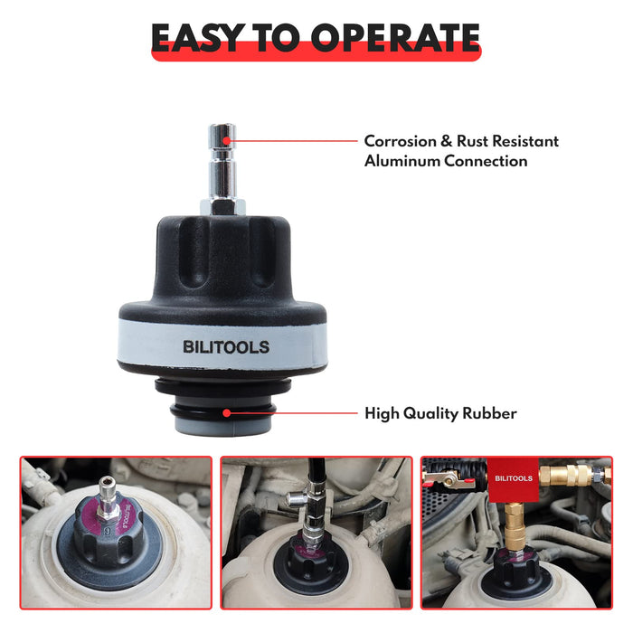 BILITOOLS Radiator Coolant Pressure Tester & Vacuum Refill Kit, 28-Piece Universal Cooling System Radiator Leak Tester & Refiller