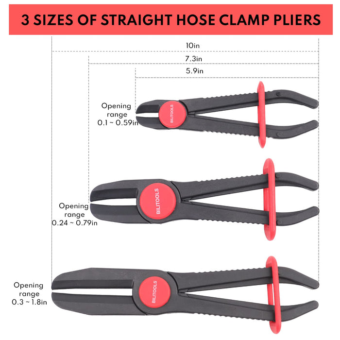 BILITOOLS Hose Pinch off Pliers, Plastic Hose Clamp Pliers Straight & 90 Angled, Hose Pinch Pliers for Flexible Hoses Fuel Line Radiator Hose Coolant Hose Brake Hose etc