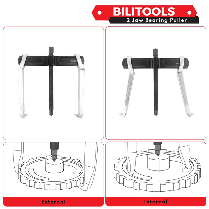 BILITOOLS 6" 2-Jaw Gear Puller, Internal External for Removal of Pulleys Flywheels Bearings & Gears