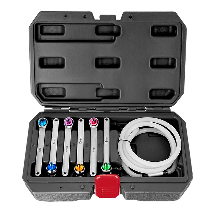 BILITOOLS Brake Bleeder Wrench Set, 7 8 9 10 11 12 MM Brake Bleeding Wrench Set with Non-Return Check Valve