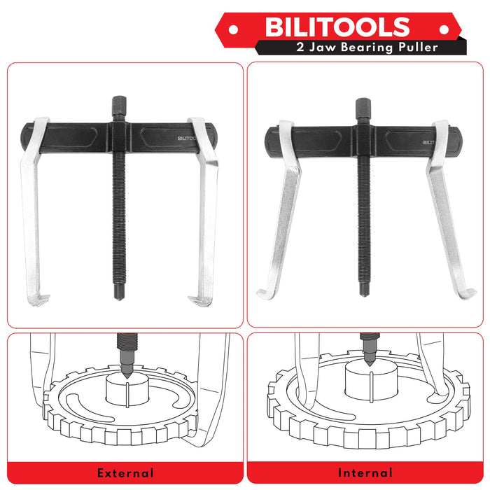 BILITOOLS 10" 2-Jaw Gear Puller, Internal External for Removal of Pulleys Flywheels Bearings & Gears