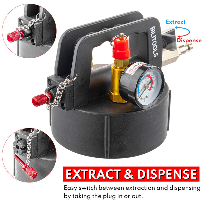 BILITOOLS Transmission Fluid Transfer Pump, 8L (2.1 Gallons) Automatic Pneumatic Oil Fluid Extractor Dispenser ATF Refill Kit with 15 ATF Adapters
