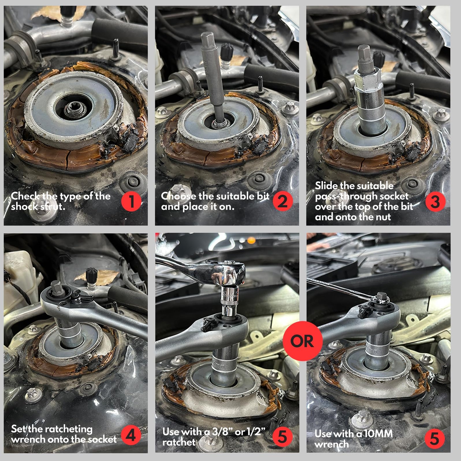 BILITOOLS Shock Absorber Strut Nut Removal Socket Tool 50-Piece Master