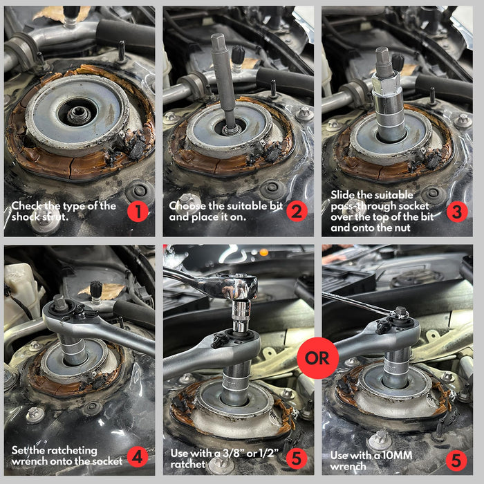 BILITOOLS Shock Absorber Strut Nut Removal Socket Tool 50-Piece Master Special Car Strut Tower Top Nut Remove Install Tool