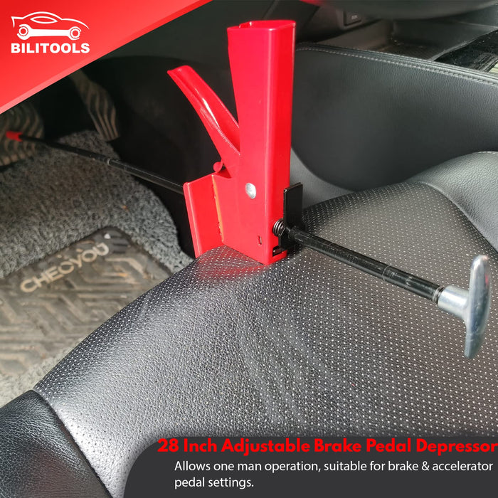 BILITOOLS 28 Inch Brake Pedal Depressor Tool Adjustable Depressor for Car Brake, Accelerator and Clutch Pedal