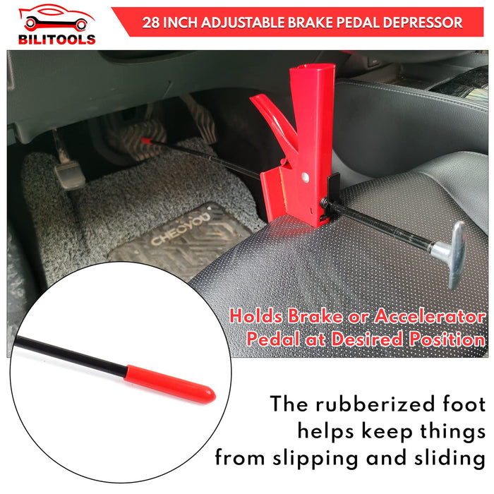 BILITOOLS 28 Inch Brake Pedal Depressor Tool Adjustable Depressor for Car Brake, Accelerator and Clutch Pedal